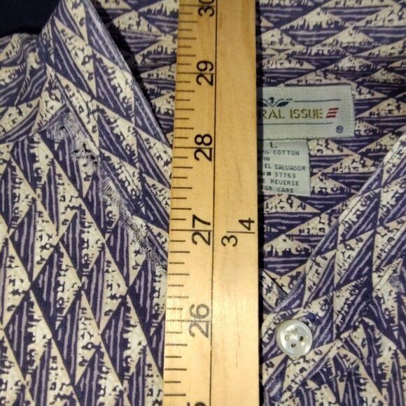 Natural Issue Large Shirt Band‎ Collar Button Geometric Diamond - Picture 4 of 5